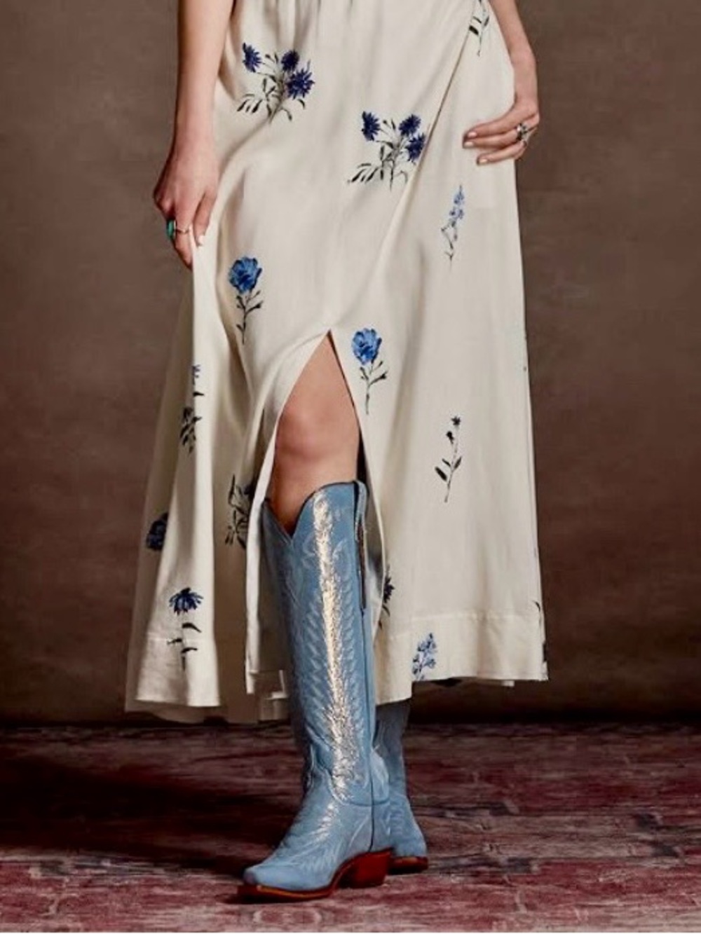 Lucchese Indigo Blue Priscilla Shimmer Boots